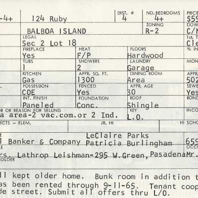 124 Ruby Avenue Info Card