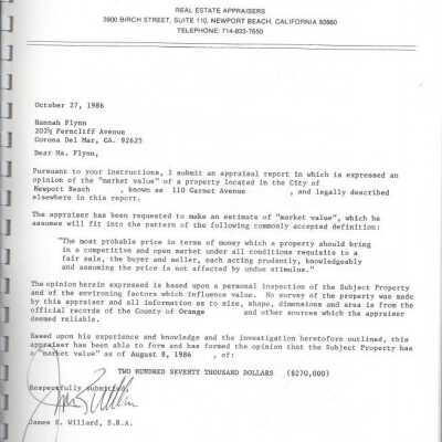 110 Garnet Avenue 1986 Real Estate Appraisal