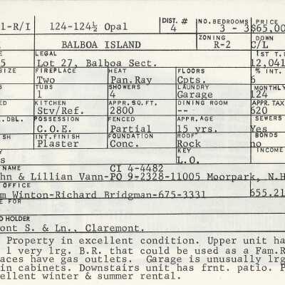 124 Opal Avenue Info Card