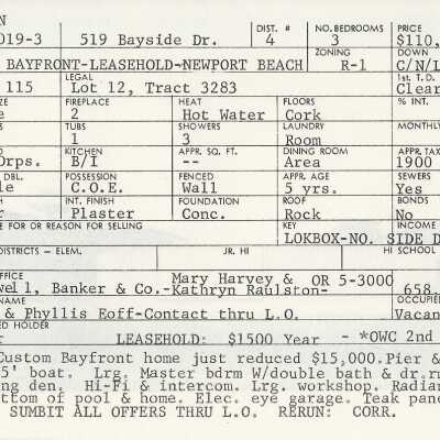 519 Bayside Drive Info Card