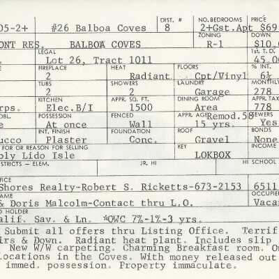 26 Balboa Coves Info Card
