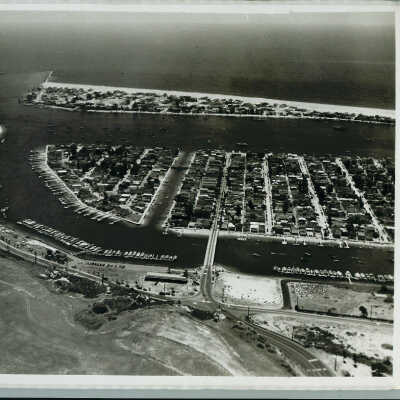 Aerial Photo of Balboa Island and Harbor Entrance, 1948