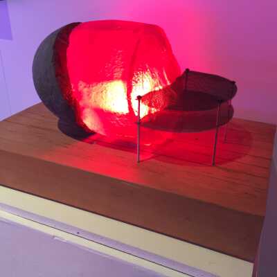 Untitled Ohashi (split rock - red glass with canopy)