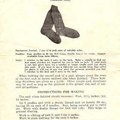 Red Cross "Man's Sock" Knitting Instructions