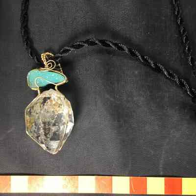 Chrysocola and Quartz Pendant