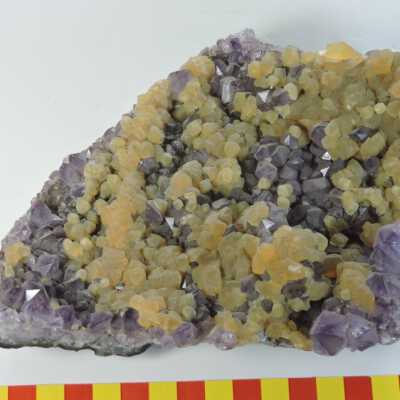 Calcite on Amethyst