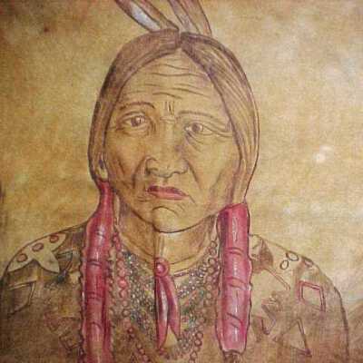 Painting of Sitting Bull on Leather