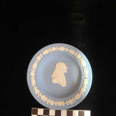 Blue Decorative Plate With Side Profile of John Wesley