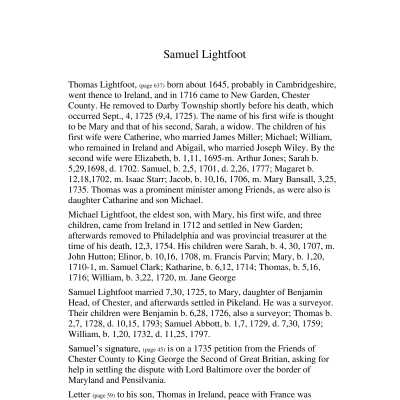 Samuel Lightfoot Family