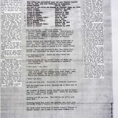 Newspaper Articles: Postmasters 1872 to 1935
