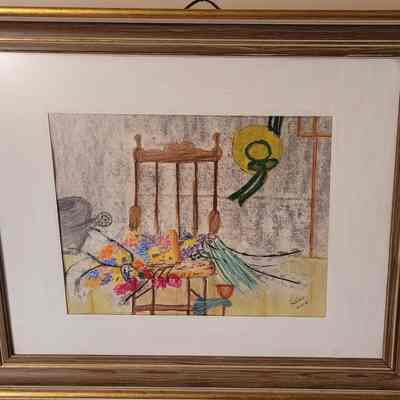 Drawing - Chair w/ Flowers