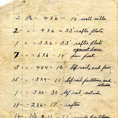 Lumber list with dimensions