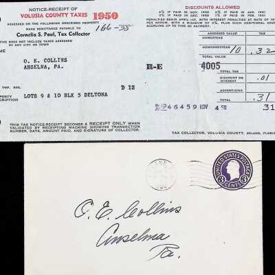 Tax Notice from Volusia County (with envelope)