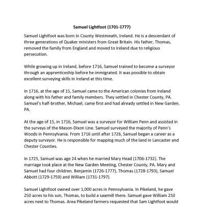 Samuel Lightfoot Biography