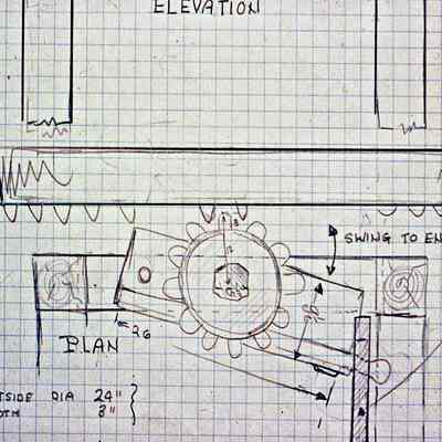 Hand drawing of power takeoff drive under hurst frame for third floor