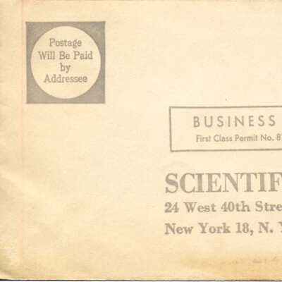 Scientific American Business Reply Envelope