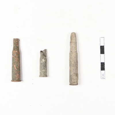 Items #52 (.22 HP casing), 56 (.25-20 Marlin), and 85 (.30-06 cartridge) were excavated on 5/14/06
