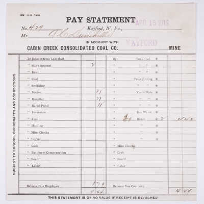 Coal Miner's Pay Statement