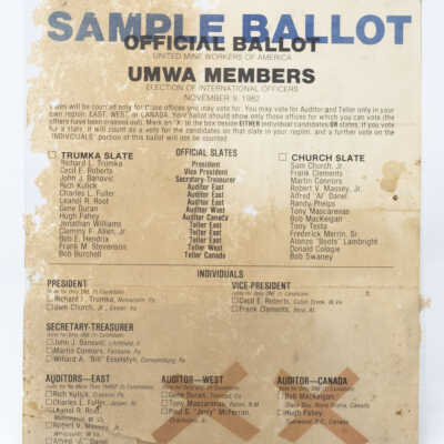 Sample UMWA Election Ballot