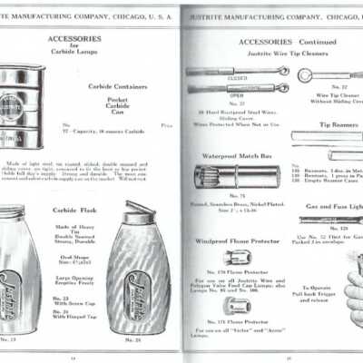 Justrite Miners Carbide Lamps Catalogue No. 4, 1923: halslamppost.com