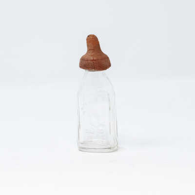 Glass Nursing Bottle with Rubber Nipple