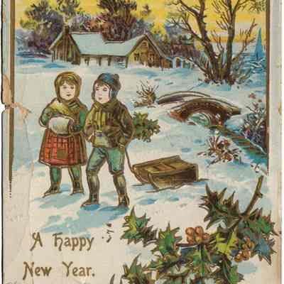 New Year's Postcard from Margaret Stoll to Mr. and Mrs. Thomas Stanley, 1909