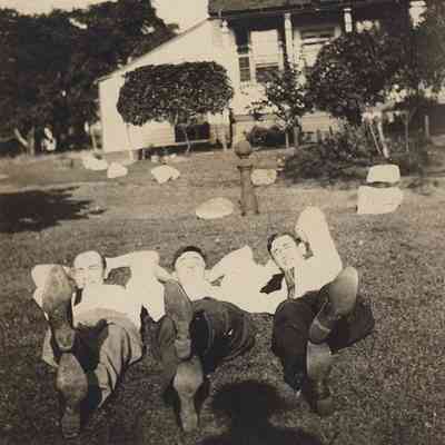 Men at the Van Aken Farmhouse