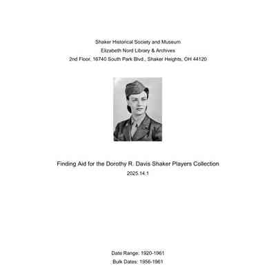 Dorothy R. Davis Shaker Players Collection