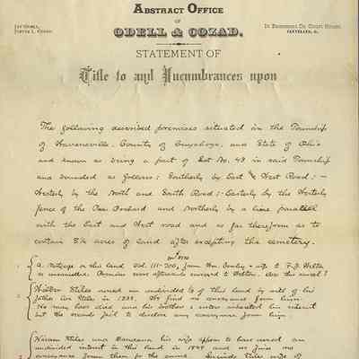 Alonzo A. Gillette Abstract of Title and Incumberances, 1881