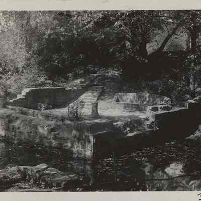 Lower Lake Mill Ruins with Stone Benches