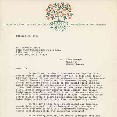 Letter from Lawrence Albert to James W. Male, October 26, 1981