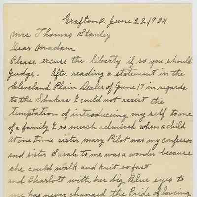 Letters from Jemima A. Mousseau to Charlotte P. Stanley, 1934