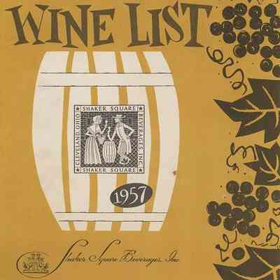Shaker Square Beverages Wine List, 1957
