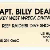 Captain Billy Deans Business Card