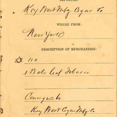 Customs Import Receipt: © Key West Art & Historical Society