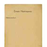 Ernest Hemingway Memorandum Sheet