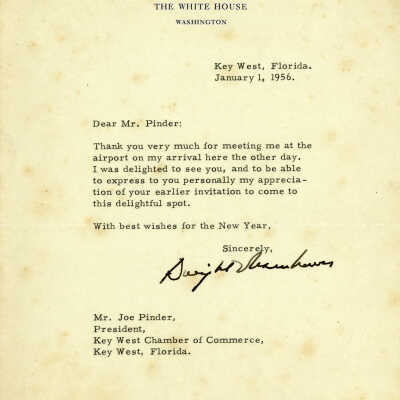 Letter from U.S. President Dwight D. Eisenhower to Joseph Pinder