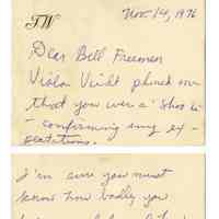 Thank You Letter from Tennessee Williams to William Freeman