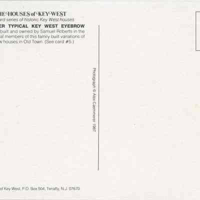 Another Typical Key West Eyebrow House: © Key West Art & Historical Society