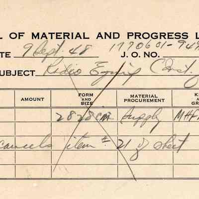 Bill of Material and Progress List