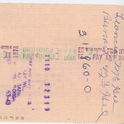 Tennessee Williams Bank Check: © Key West Art & Historical Society