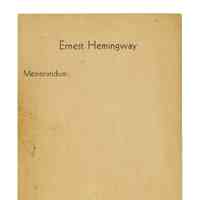 Ernest Hemingway Memorandum Sheet