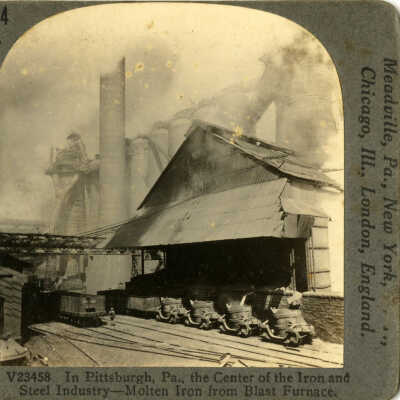 In Pittsburgh, Pa., the Center of the Iron and Steel Industry - Molten Iron from Blast Furnace