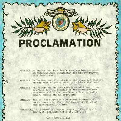 Mario Sanchez Proclamation