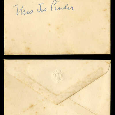 Notecard Envelope Addressed to Mrs. Joe Pinder