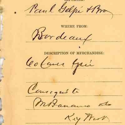 Customs Import Receipt: © Key West Art & Historical Society