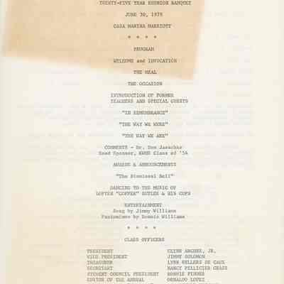 Key West High School Class of 1954 Twenty-Fifth Reunion Program: © Key West Art & Historical Society