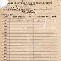Route Sheet for Plans or Miscellaneous Equipment