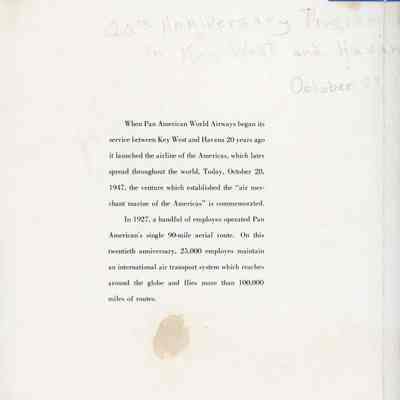 Pan Am 20th Anniversary Program: © Key West Art & Historical Society