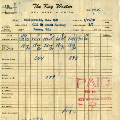 Receipt from The Key Wester Hotel